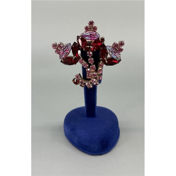 Red & Pink Costume Jewelry Rhinestone Brooch