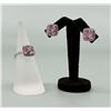 Image 1 : Sterling Silver and Pink CZ Ring and Earrings Set