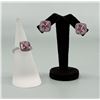 Image 3 : Sterling Silver and Pink CZ Ring and Earrings Set