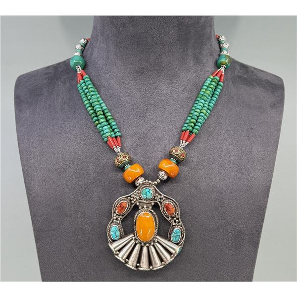 Tibetan Turquoise Amber Necklace