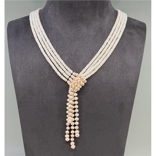 Multi Strand Cultured Pearl Adjustable Necklace
