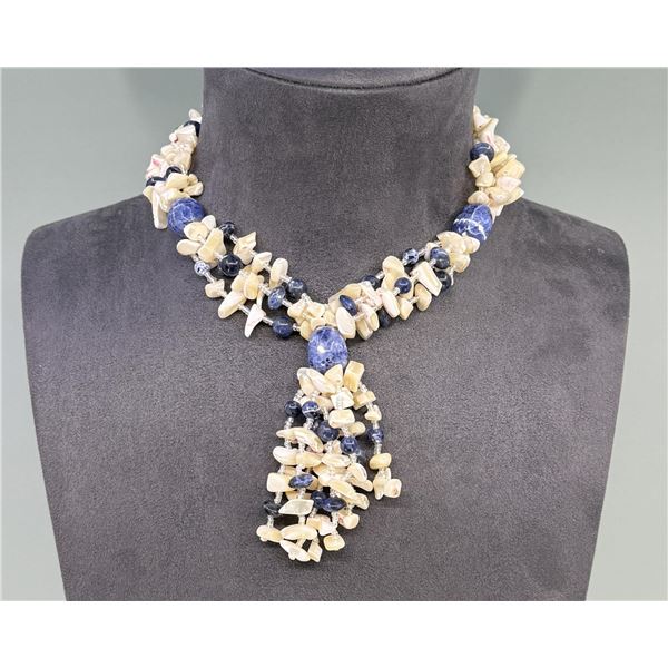 Multi Strand Mother of Pearl Chip Bead Necklace