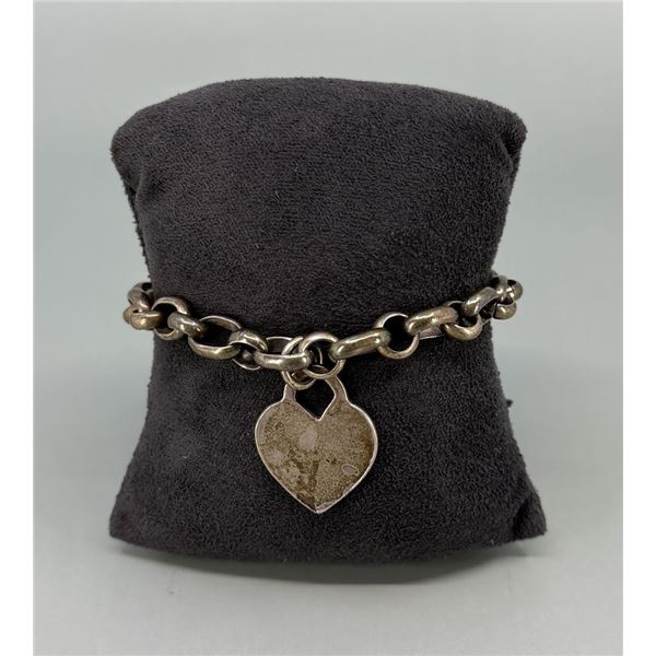 Sterling Silver Heart Toggle Chain Bracelet