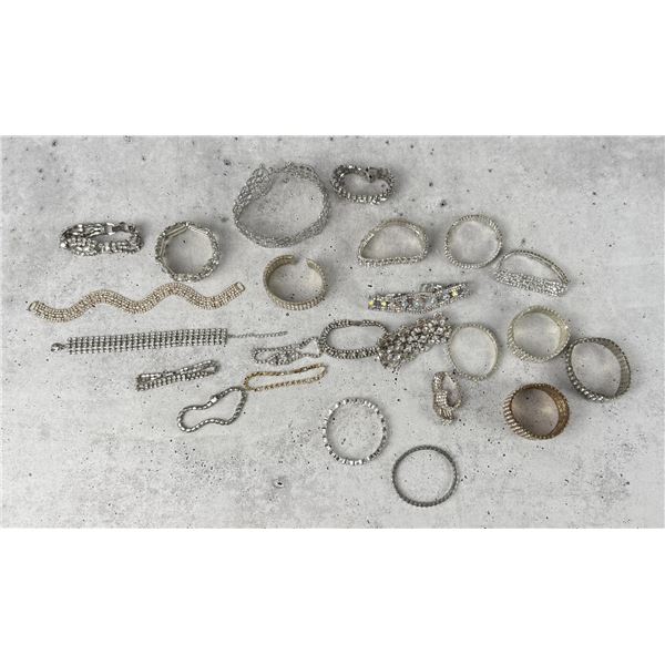 Group Of Costume Jewelry Rhinestone Bracelets