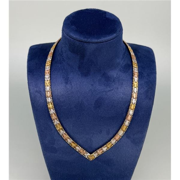 Tri Color Sterling Silver Necklace