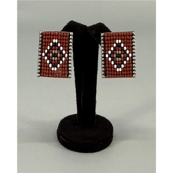Native American Sterling Silver Beaded Earrings