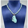 Image 1 : Zuni Carved Turquoise Heishi Leaf Necklace