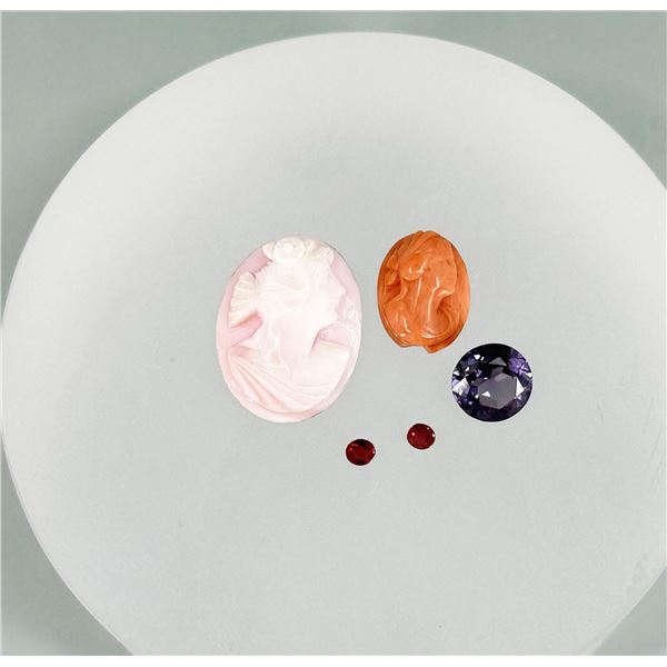 Shell Cameos & Cut Gemstones