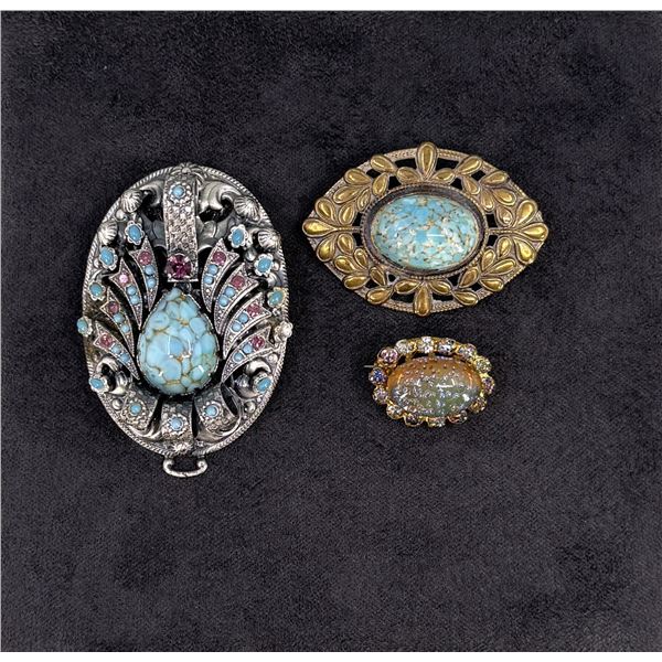 Group Of Costume Jewelry Rhinestone Broochs