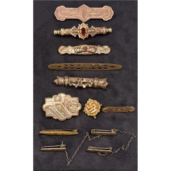 Group Of Gold Filled Pins & Brooches