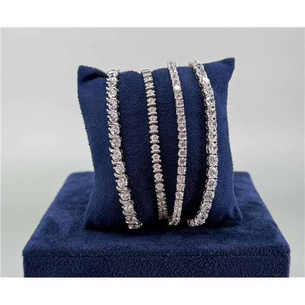 Group Of Sterling Silver CZ Tennis Bracelets