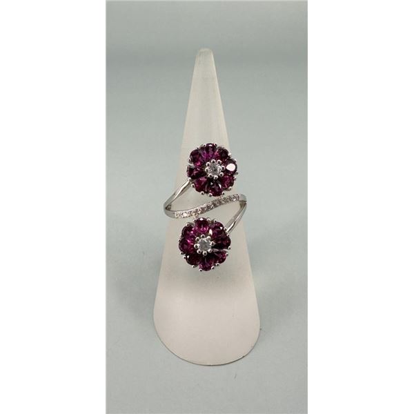 Bella Luce Sterling Silver Ruby Flower Ring