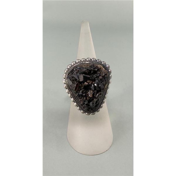 Arya Sterling Silver Black Garnet Ring
