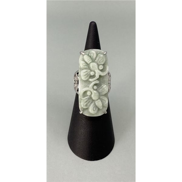 Bella Luce Sterling Silver Green Jade Ring