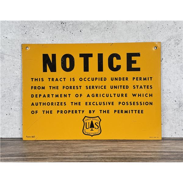 USFS US Forest Service Notice Sign