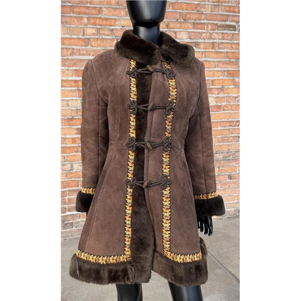 Vintage Shearling Suede Leather Penny Lane Jacket