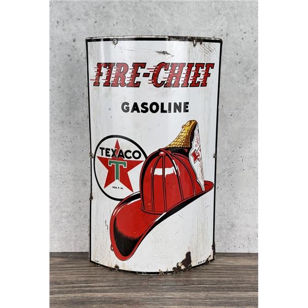 1940 Texaco Fire Chief Curved Porcelain Sign