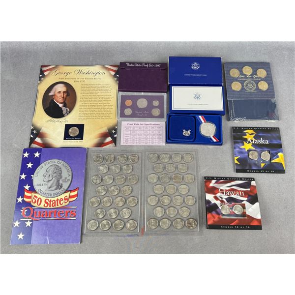 Collection of State Quarters and Coins