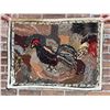 Image 2 : Antique Primitive Rooster Hooked Rug