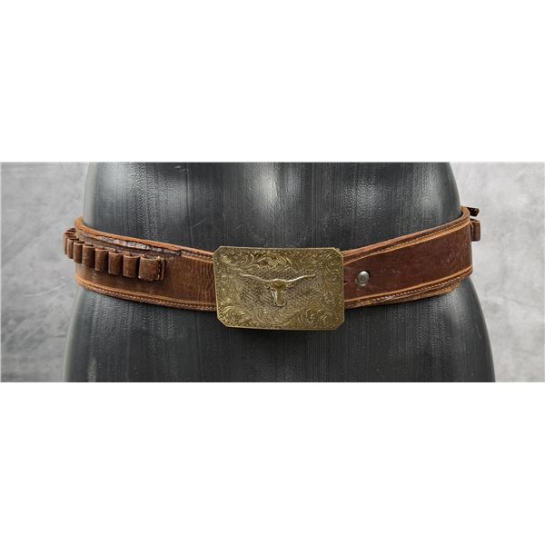 Cowboy Leather Gunfighter Ammo Belt Gun Rig