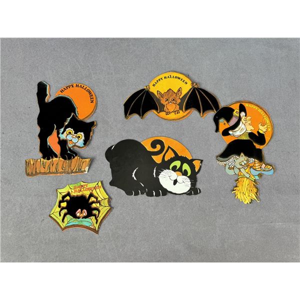 Group Of Die Cut Flocked Halloween Decorations