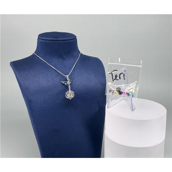 Sterling Silver Multicolor Pearl Necklace