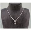 Image 1 : Sterling Silver Toggle CZ Paper Clip Necklace