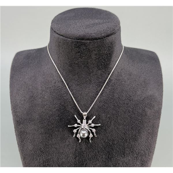 Bella Luce Sterling Silver Pearl Spider Necklace