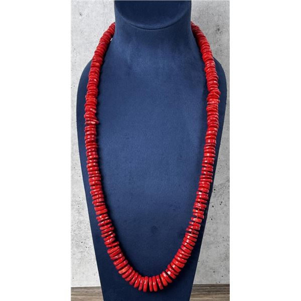 Red Coral Disc Necklace