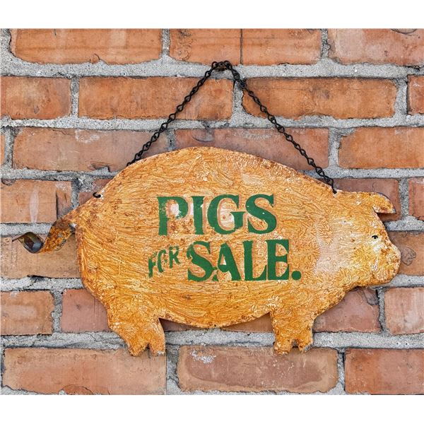 Pigs For Sale Folk Art Painted Tin Sign