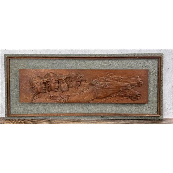 Horse Racing Wood Plaque