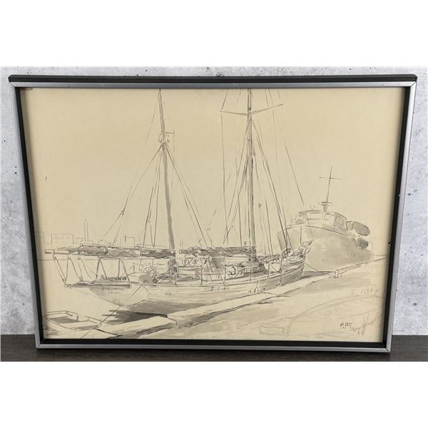 Albert Adams Harbor Watercolor Painting