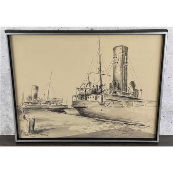 Albert Adams Harbor Watercolor Painting