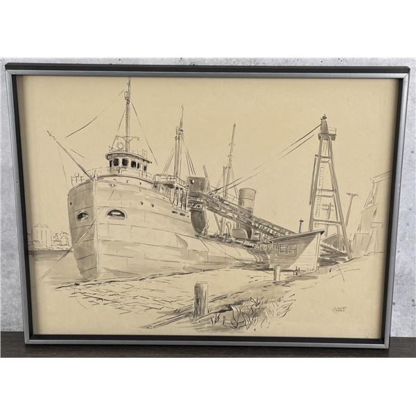 Albert Adams Harbor Watercolor Painting