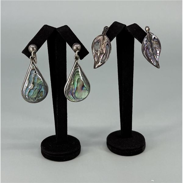 Taxco Mexico Sterling Silver Abalone Earrings
