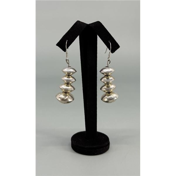 Navajo Sterling Silver Pearl Bead Earrings