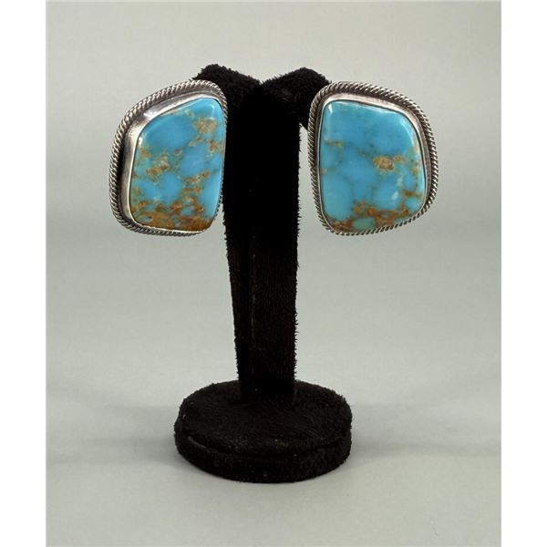 Rose Chee Navajo Stelring Turquoise Earrings