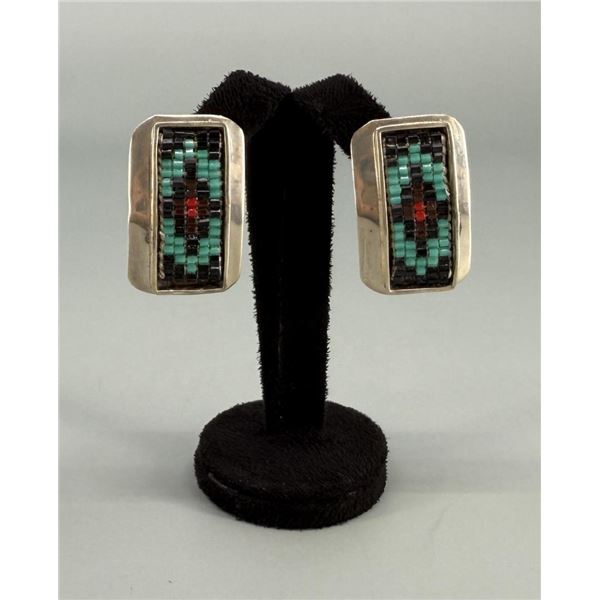 Navajo Sterling Silver Heishi Beaded Earrings