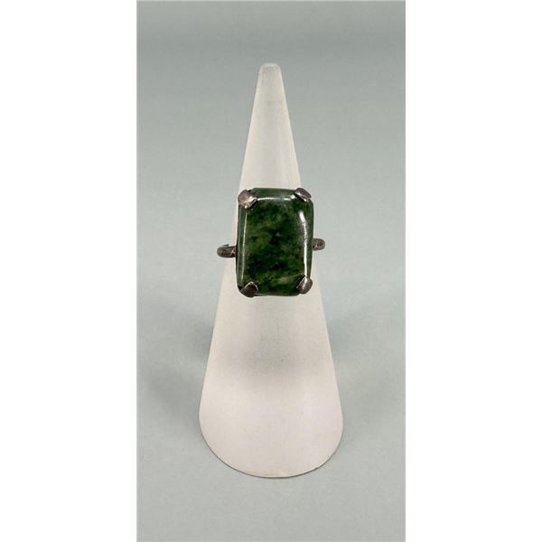 Antique Chinese Jade Sterling Silver Ring