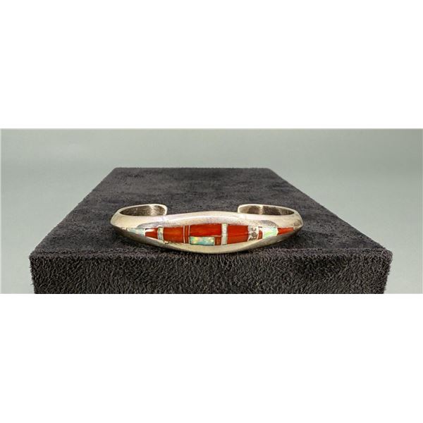 Randall Endito Navajo Sterling Coral Bracelet