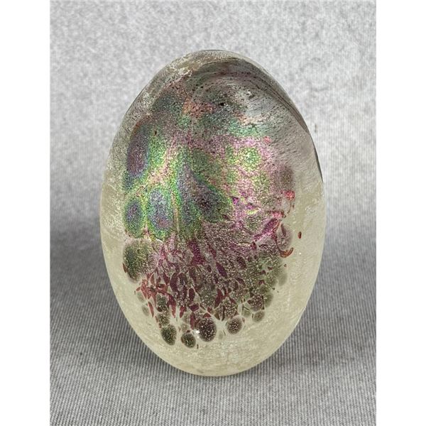 Art Glass Paperweight Raku Finish