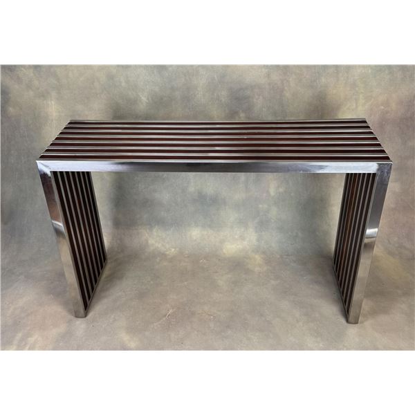 Eicholtz Style Chrome Gridiron Console Table