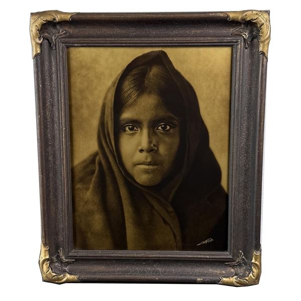 Edward Curtis Qahatika Girl Orotone Photo