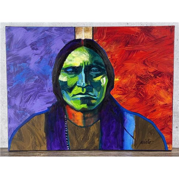 John Nieto Sitting Bull Acrylic Painting on Canvas