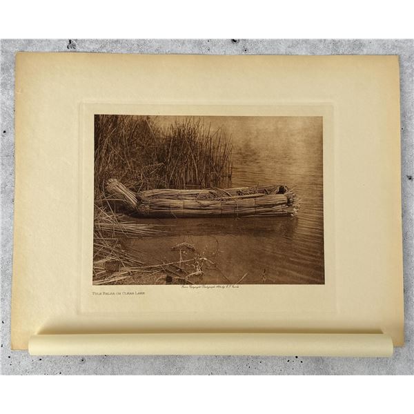 Edward Curtis Photogravure Tule Balsa Clear Lake