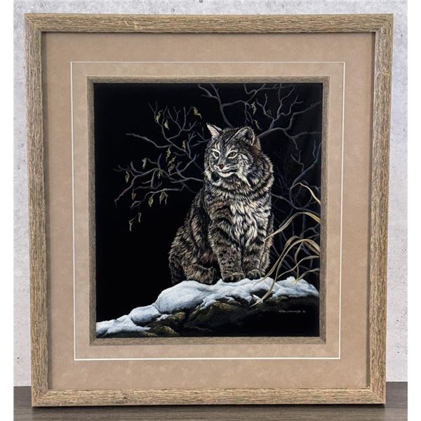 Ron Ukrainetz Bobcat Scratchboard & Acrylic