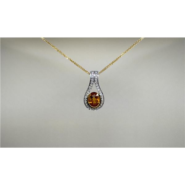 14K Gold Diamond & Citrine Necklace