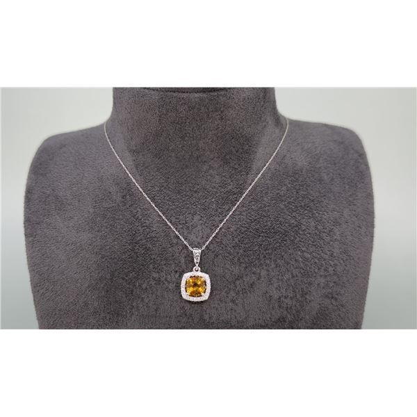 14K Gold Diamond & Citrine Necklace