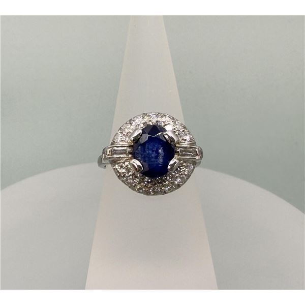 Platinum Diamond & Sapphire Ring
