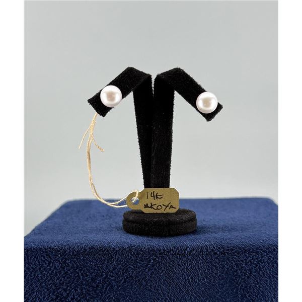 14K Gold 8mm Akoya Pearl Earrings